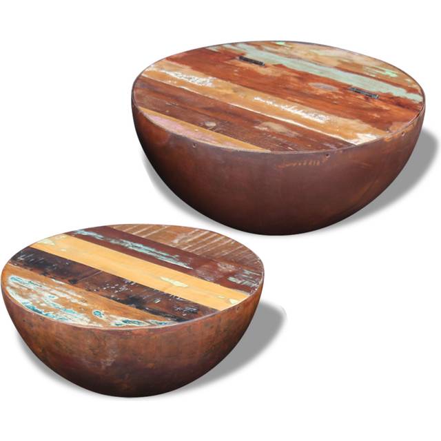 Two Piece Bowl Shaped Coffee Table Set Solid Reclaimed Wood vidaXL