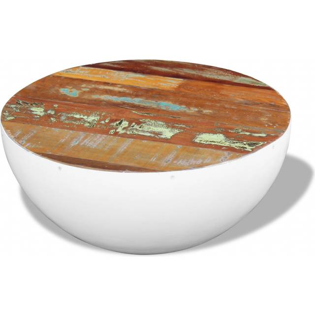 vidaXL Bowl Shaped Coffee Table Solid Reclaimed Wood 60x60x30 cm - White