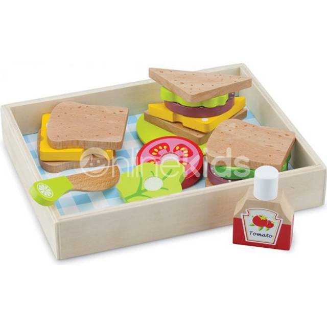 10591 Wooden Pretend Play Kids Lunch Picnic Box Cooking Simulation Educational Perception Toy for Preschool Age Toddlers Boys Girls, Multi Color,