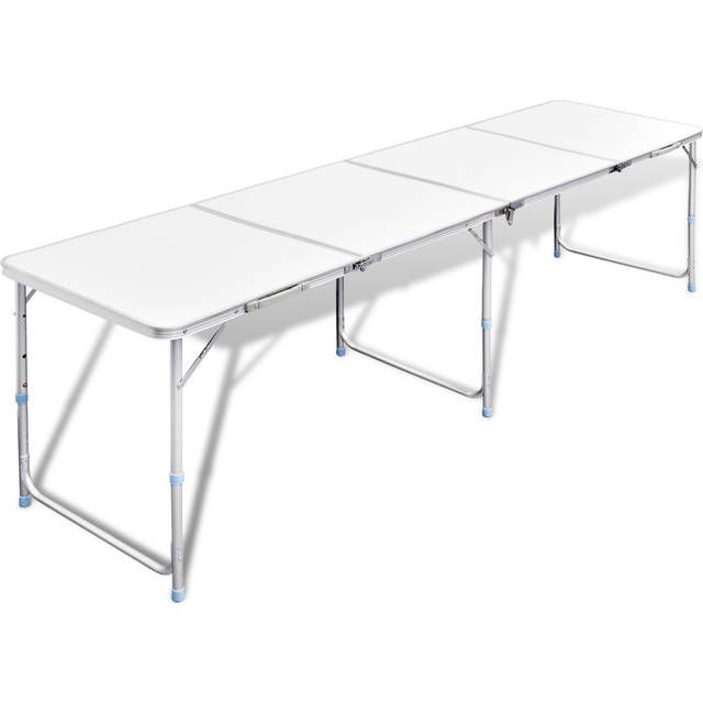 vidaXL Foldable Camping Table Height Adjustable Aluminium 240 x 60 cm - White
