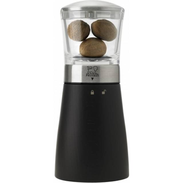 Manual nutmeg mill in chocolate wood with magnetic cover, 15cm Madras