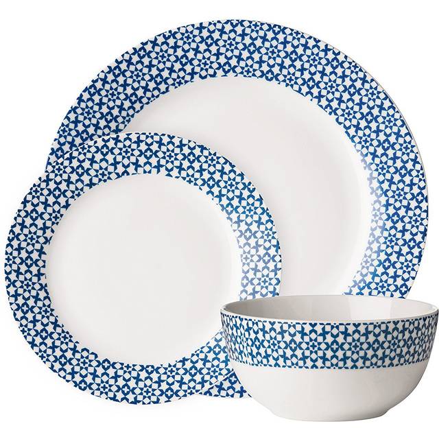Durable Casablanca 12 Piece Blue Dinner Set MOB, Stylish Set For Dinner, Contemporary Design Crockery Set - Natural - One Size