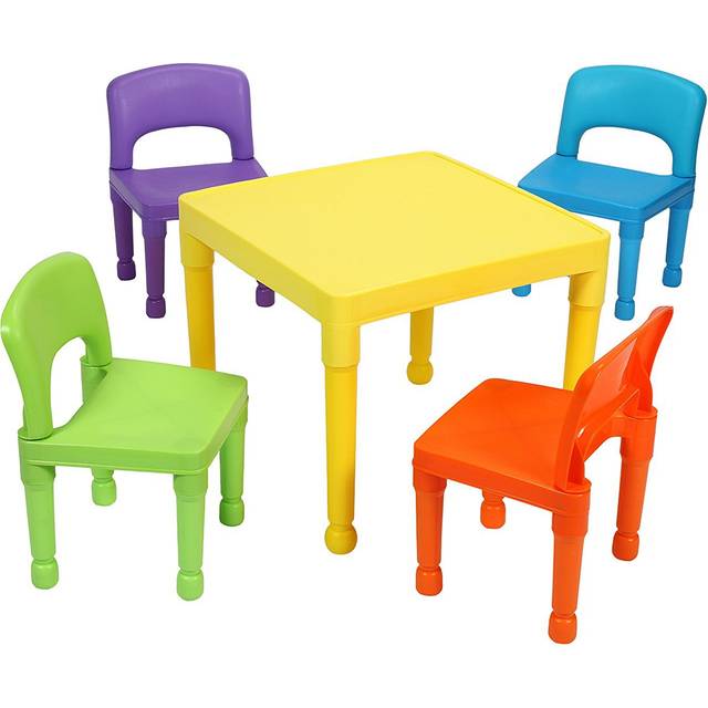 Liberty House Toys Children's Multi-coloured Plastic Table and Chairs Set, Multi