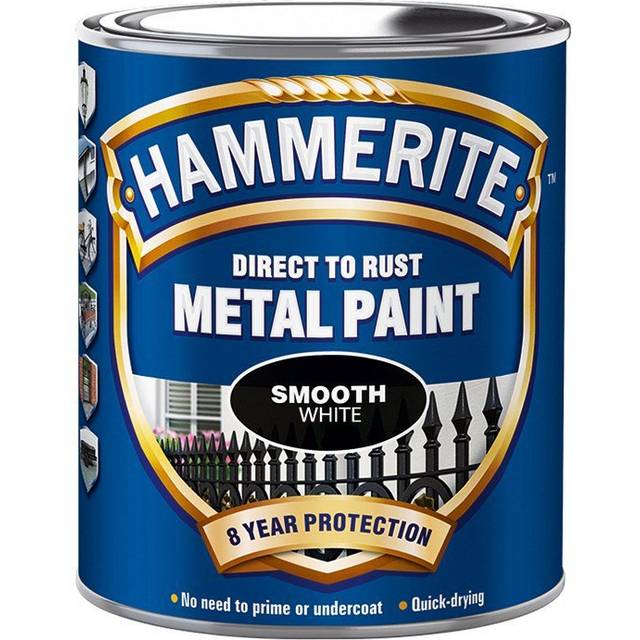 Hammerite Direct to Rust Smooth White Metal Paint - 750ML
