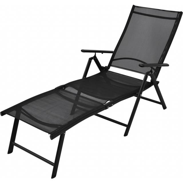 Hopfällbar solsäng aluminium svart