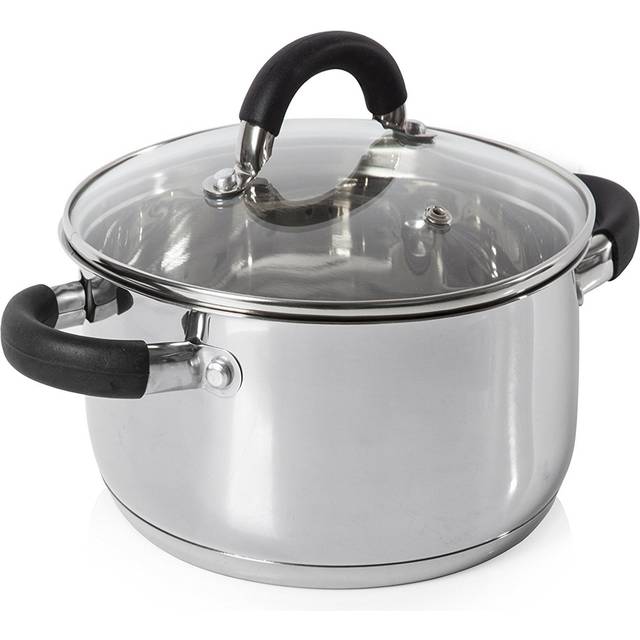 Tower T80837, Casserole Dish, 24cm-ÂStainless Steel, Silver, 26 x 28 x 17 cm - Chrome (6L)