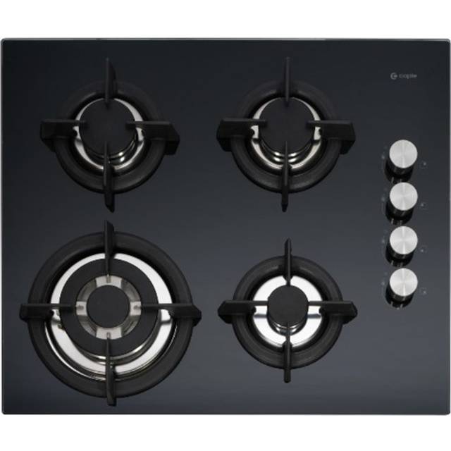 Caple C744G 58cm 4 Burner Gas On Glass Hob - BLACK