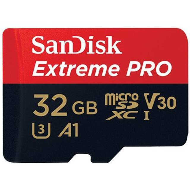SanDisk Extreme Pro - Flashhukommelseskort (microSDXC til SD adapter inkluderet) - 32 GB - A1 / Video Class V30 / UHS-I U3 - 667x - microSDHC UHS-I