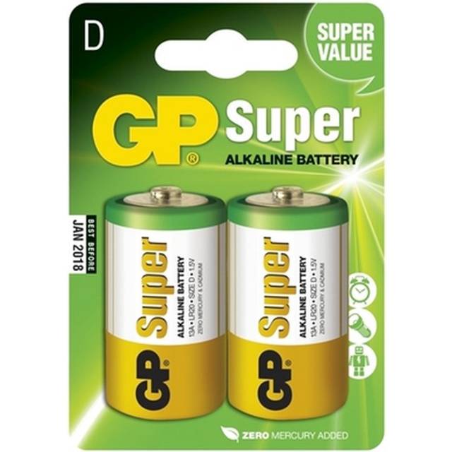 GP Batteries Ultra Alkaline Batteries (2 x D), Multi Coloured