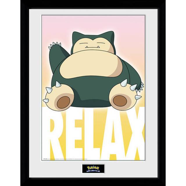 GB öga Pokémon Snorlax 30 x 40 cm inramat samlartryck