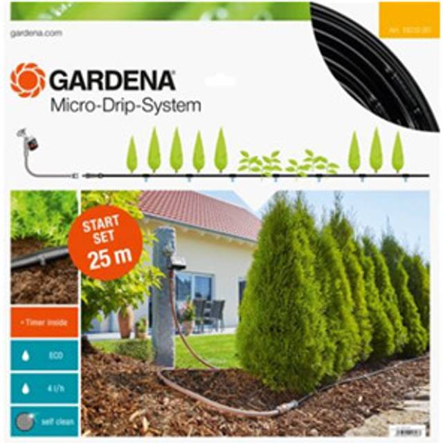 Automatic Micro-Drip Plant Row Irrigation Starter Set - Black - One Size