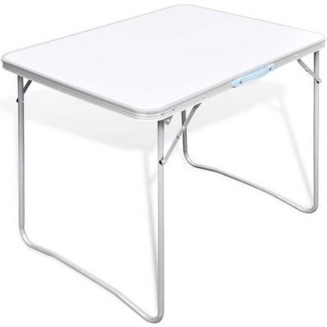 vidaXL Foldable Camping Table with Metal Frame 80 x 60 cm - White