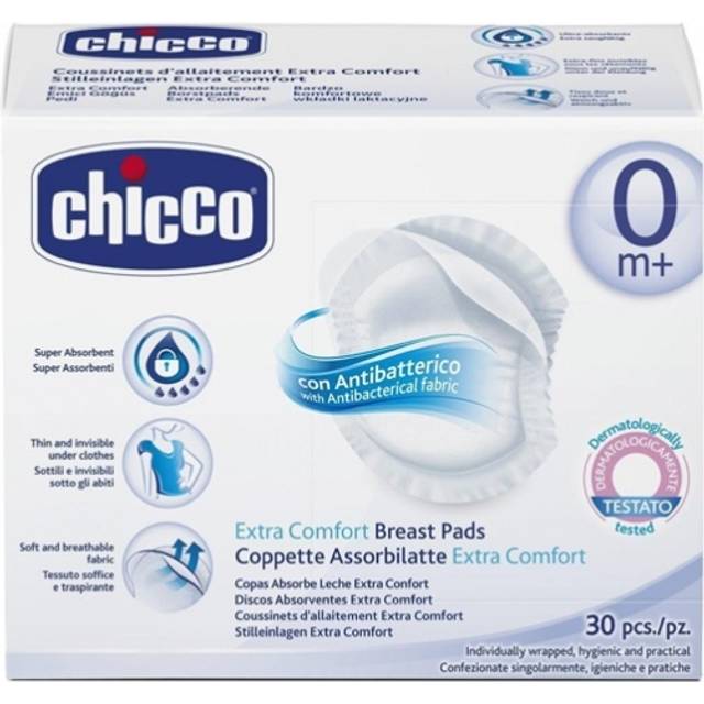 Chicco Breast Pads White BH-inlägg för engångsanvändning 30 st.