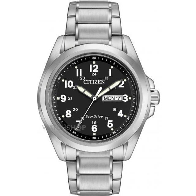 Citizen AW0050-82E Men's Sport Day Date Bracelet Strap Watch, Silver/Black
