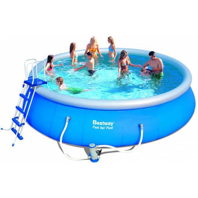 Bestway Uppblåsbar pool Fast Set rund 457x122 cm