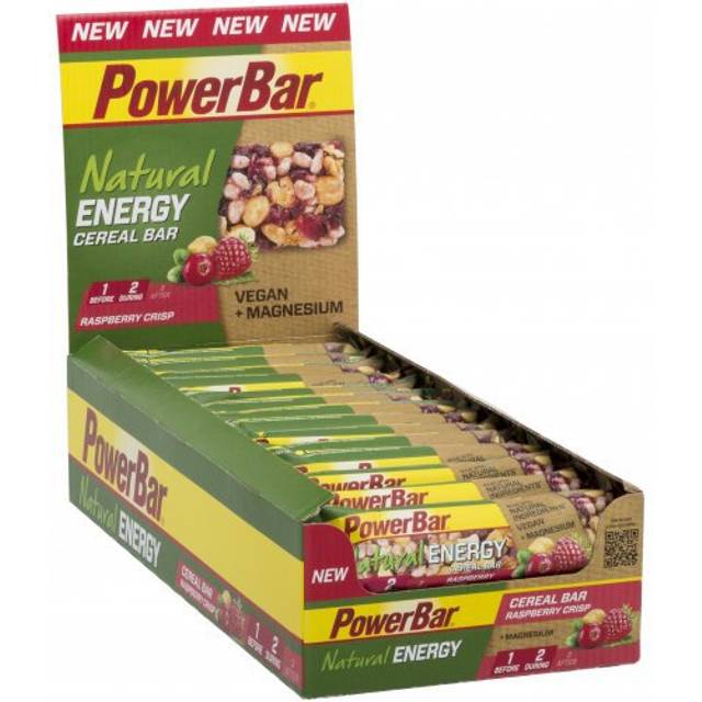 POWERBAR NATURAL ENERGY RIEGEL VEGAN RASPBERRY CRISP BOX