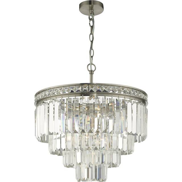 Dar VYA0438 Vyana 4 Light Brushed Nickel Crystal Chandelier