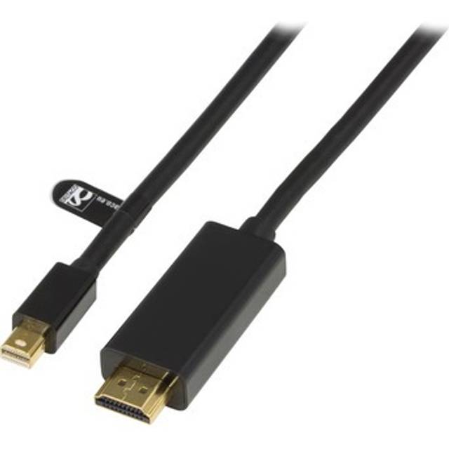 DELTACO mini DisplayPort till HDMI kabel med ljud, ha-ha, 3m, svart (DP-HDMI304)