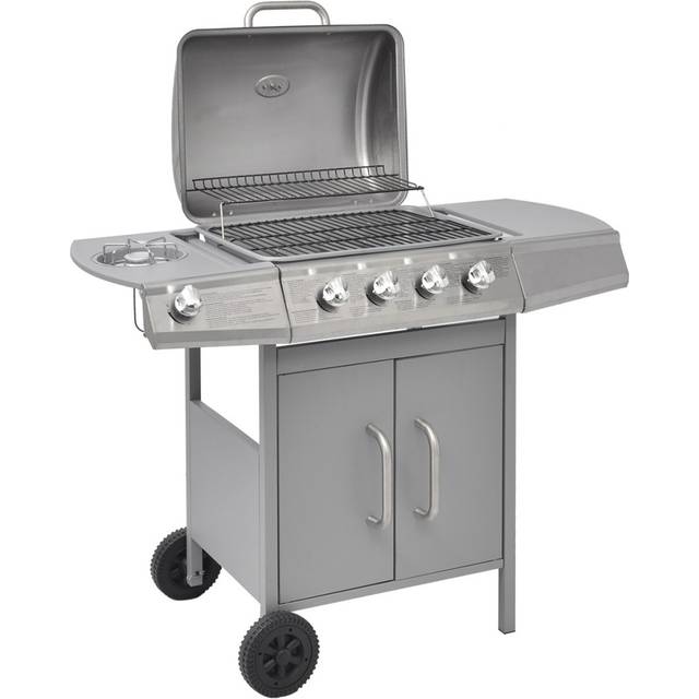 vidaXL Gas Barbecue Grill 4+1 Cooking Zone Silver