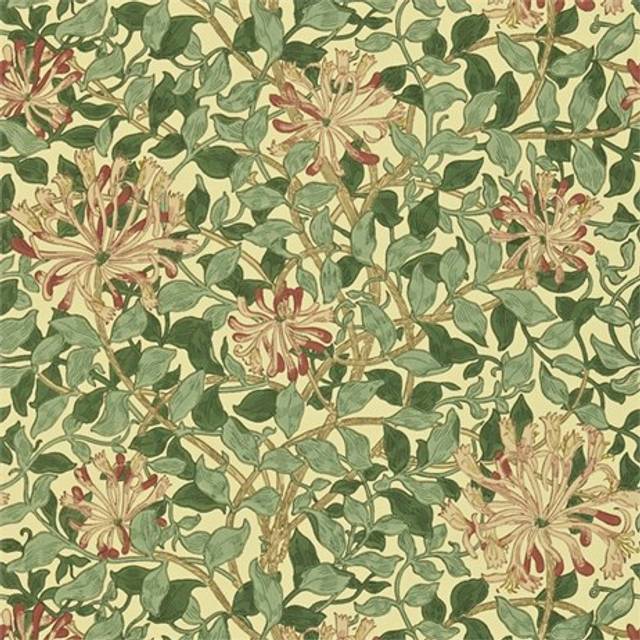 Morris & Co Honeysuckle Green/Coral Pink