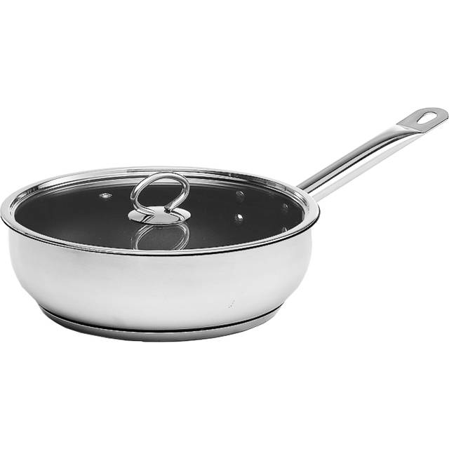 Sauteuse med glaslock, rostfritt med nonstick (24 diameter cm)