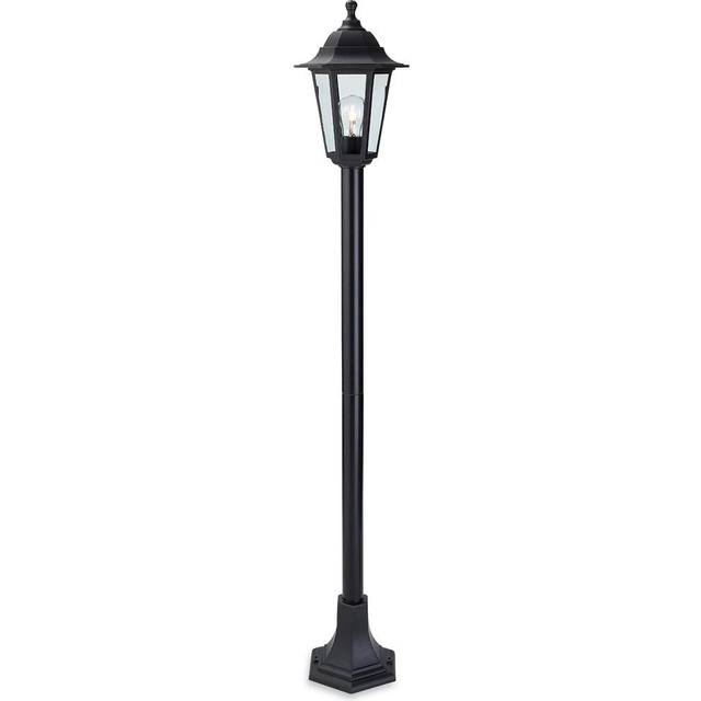 Firstlight Malmo Anti-Corrosion Style Post Lantern in Black and Clear Glass