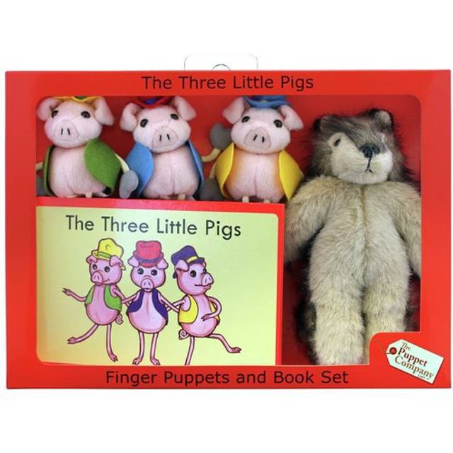 The Puppet Company - Traditional Story Sets - Three Little Pigs & Wolf Finger Puppet Set