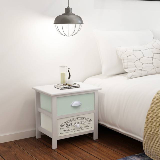 vidaXL French Bedside Cabinet Wood - White