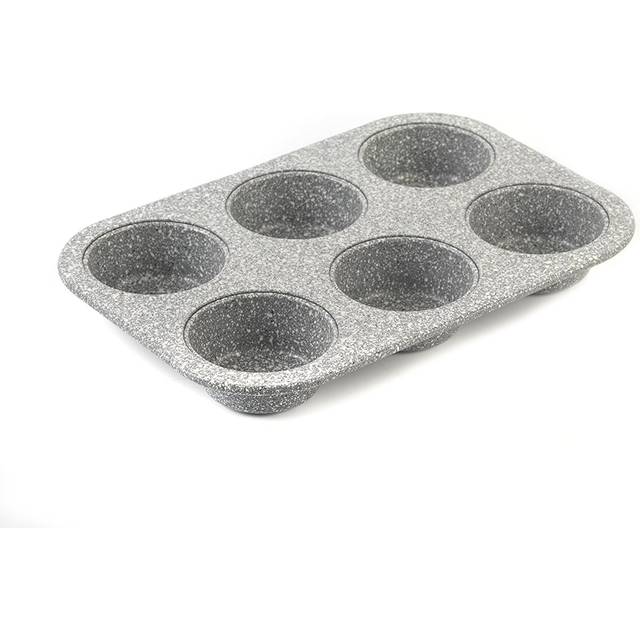 Salter muffin baking tray 6 cup non-stick marblestone carbon steel grey 27cm