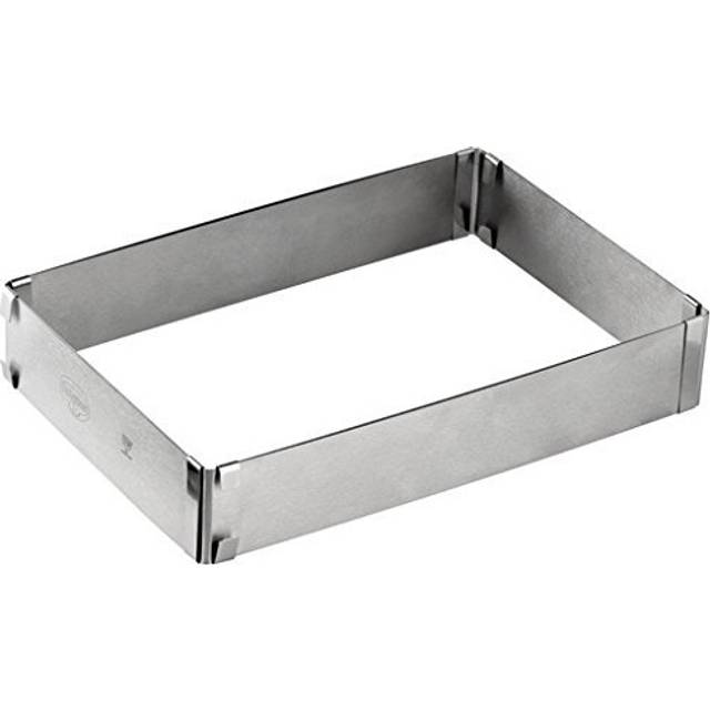 Dr. Oetker 1920 bakram fyrkantig, justerbar bakform för individuella bakupplevelser, flexibel tårtram, form av högkvalitativt rostfritt stål, (färg: silver), kvantitet: 1 styck