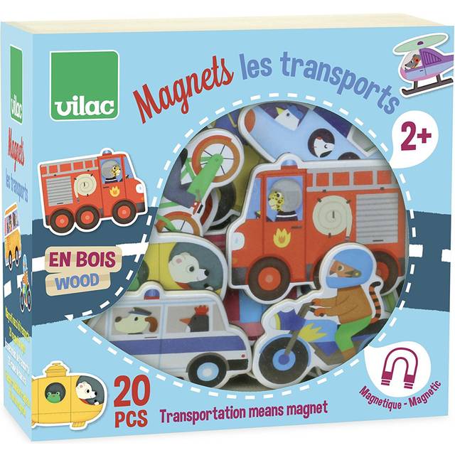 Transport Themed Wooden Magnets, Learning Made Fun, Includes Various Vehicles, 20 Piece Set, 2 Years+