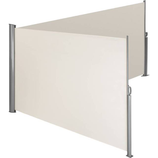 Tectake - Double-sided garden privacy screen w/ retractable awnings - privacy screen, garden privacy screen, patio awning - 160 x 600 cm beige