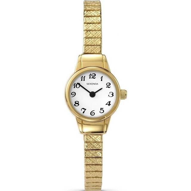 Sekonda Classic Quartz White Dial Gold PVD Expander Stainless Steel Bracelet Ladies Watch 4474