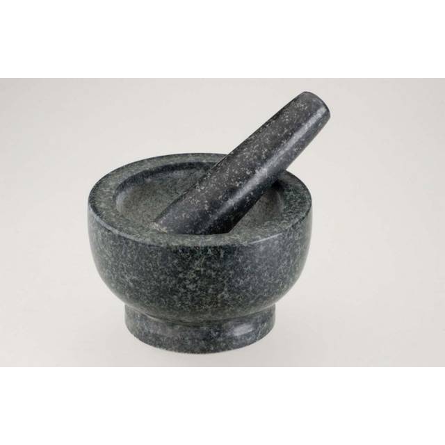 Fackelmann Pestle & Mortar 14cm, Heavy & Durable Granite, Stone Bowl & Grinder Set, Crush & Mash Herbs & Spices, 17x14x9.5cm, Speckled Grey