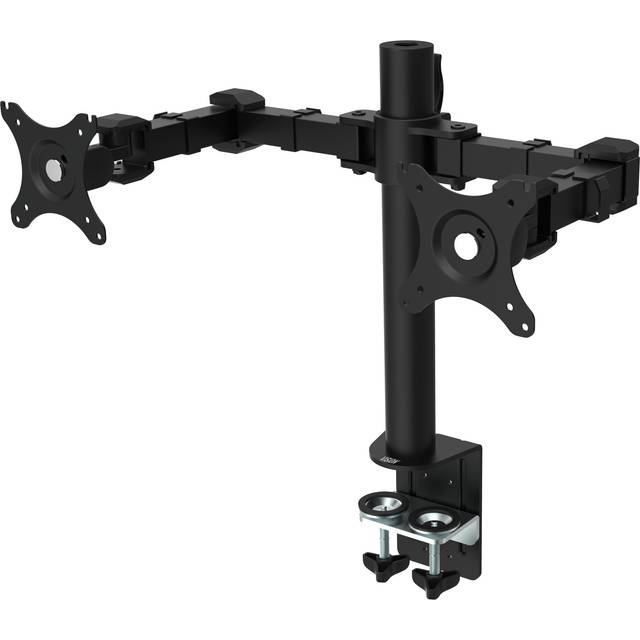 VISION Monitor Dual Desk Post Mount - LIFETIME WARRANTY - fits display 13-27" with VESA sizes 75 x 75 or 100 x 100 - 2-part arms - rotate - quick-release - swivel tilt - clamp or grommet - post height 465 mm / 18" - max between screen centres 790 mm / 31"