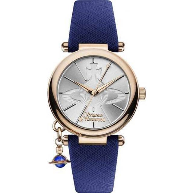 Vivienne westwood watch gold blue leather with women's orb charms vv006rsbl