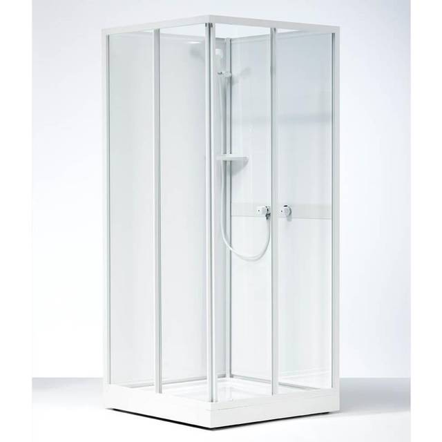 Contura Shower, Next Överdel Med Skjutdörrar, 80x80x186cm, Vit, Glas Transparent