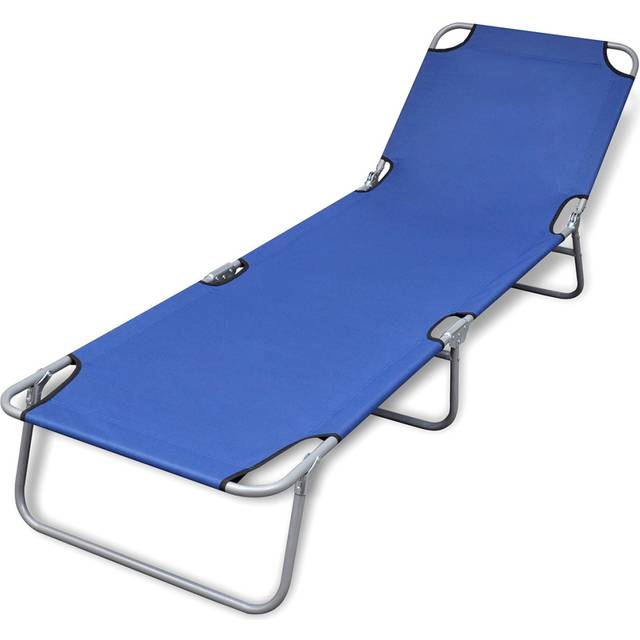 vidaXL Folding Sun Lounger Powder-coated Steel Black