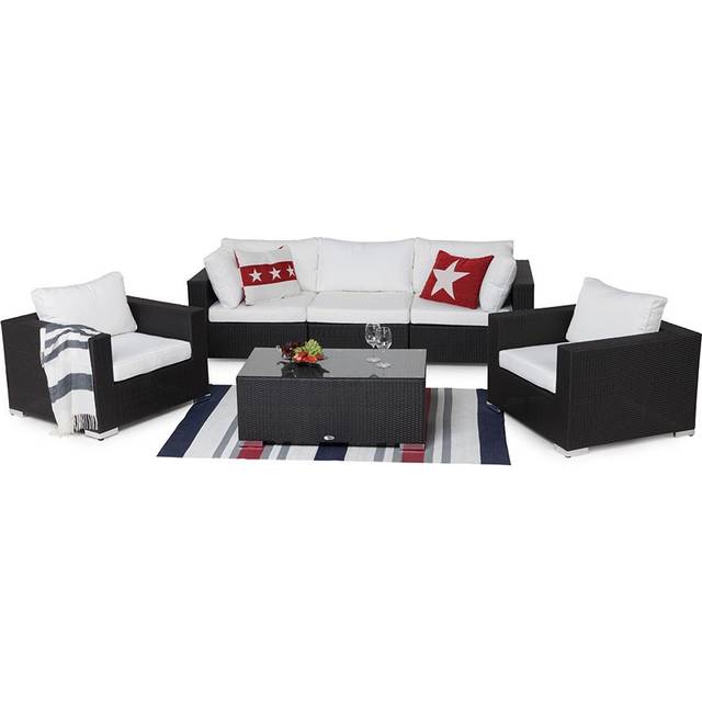 Comfort Garden Bahamas Solsängsset 2-sits Sidobord - Svart Loungegrupp & Loungeset Vit,Svart Plast