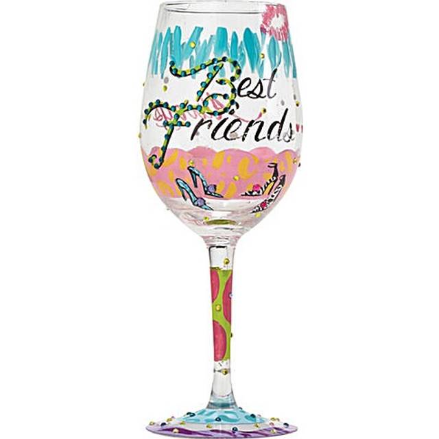 Best Friends Always 444ml White Wine Glass - Blue;Pink;Clear (444ml)