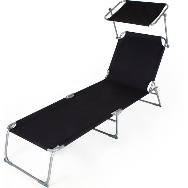 Tectake Sun Lounger With Sun Shade Cream, Cream