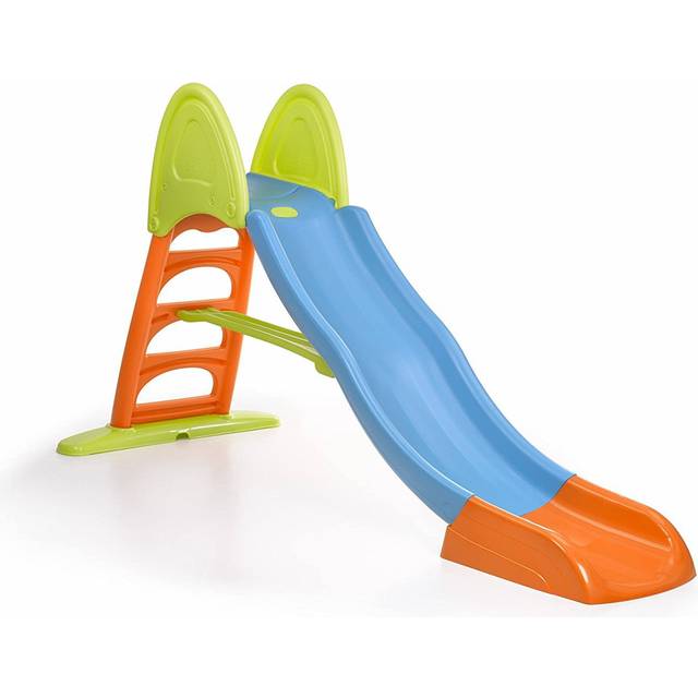 FEBER – Super Mega Slide, rutschkana med ljusa färger, böjd ramp och vattenanslutning, motståndskraftig och säker, med ledstänger och halkfria trappor, från 3 år, FAMOSA (80009594)