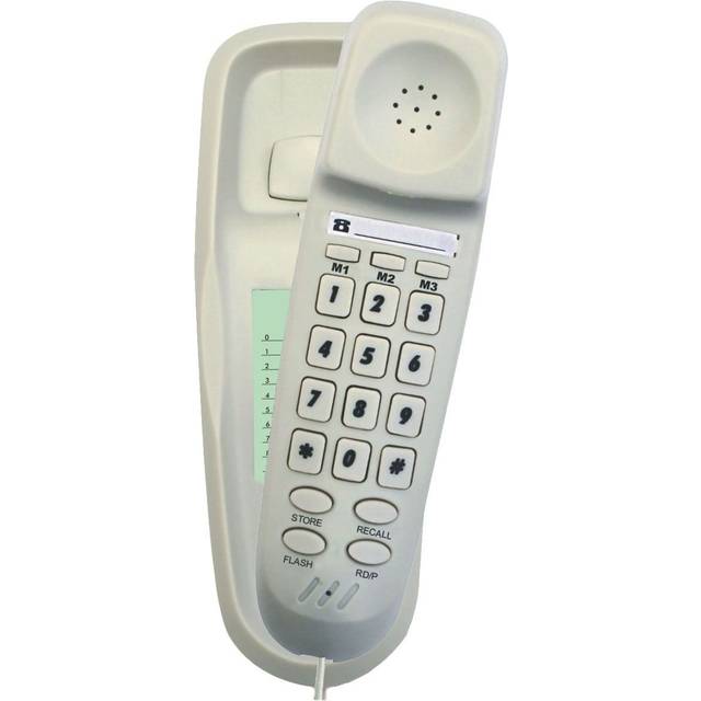 Tel UK 18008W Slim Wall Mountable Corded Telephone Bilbao - White