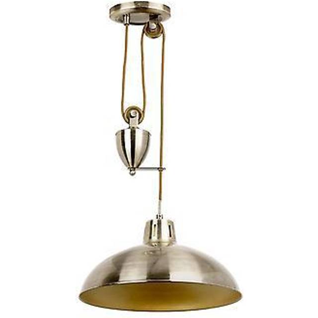 Ensora Lighting Simone Rise and Fall Pendant Light Antique Brass, Gold