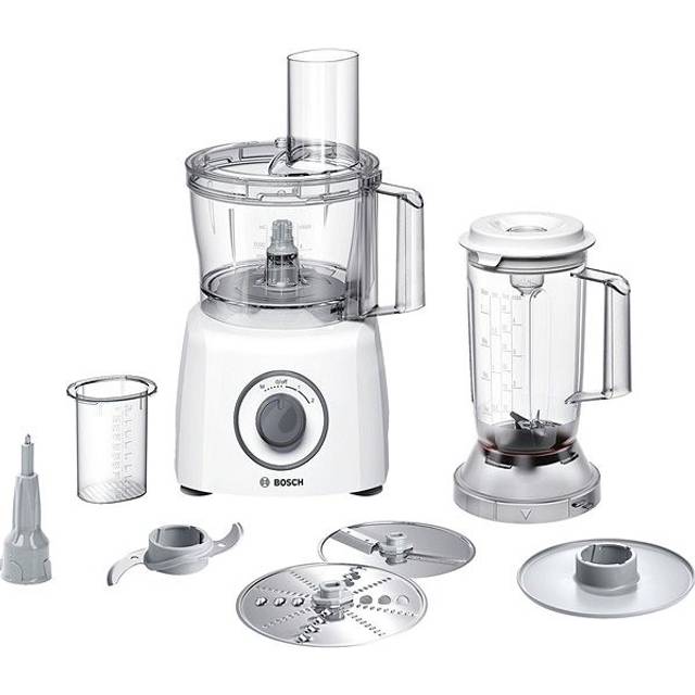 Bosch MultiTalent 3 MCM3200W - Matberedare med mixer till smoothies, vispskiva för grädde och äggvita, 3,2 L bunke, 800 Watt, 2 hastigheter och pulsfunktion, vit