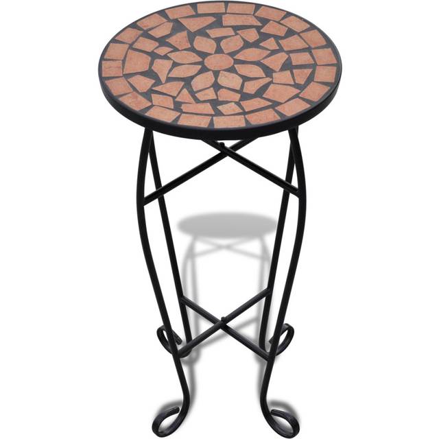 vidaXL Mosaic Side Table Plant Table Black White