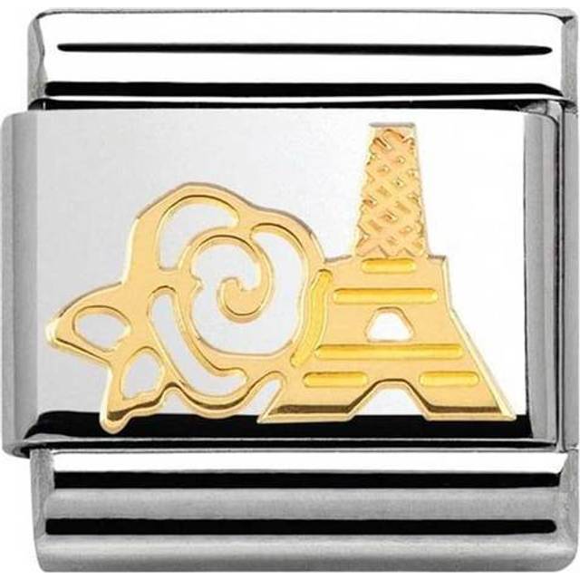 Nomination Classic Symbols and Steel and 18k Gold Rose and Eiffel Tower - Silver,Gold