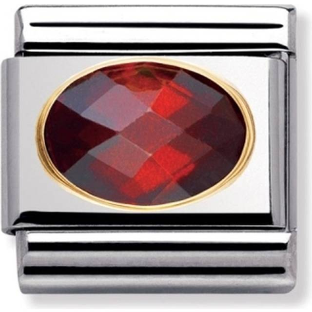 Nomination Classic Faceted Red Cubic Zirconia Charm - 18k Gold Setting - 0.9 x 1.0cm