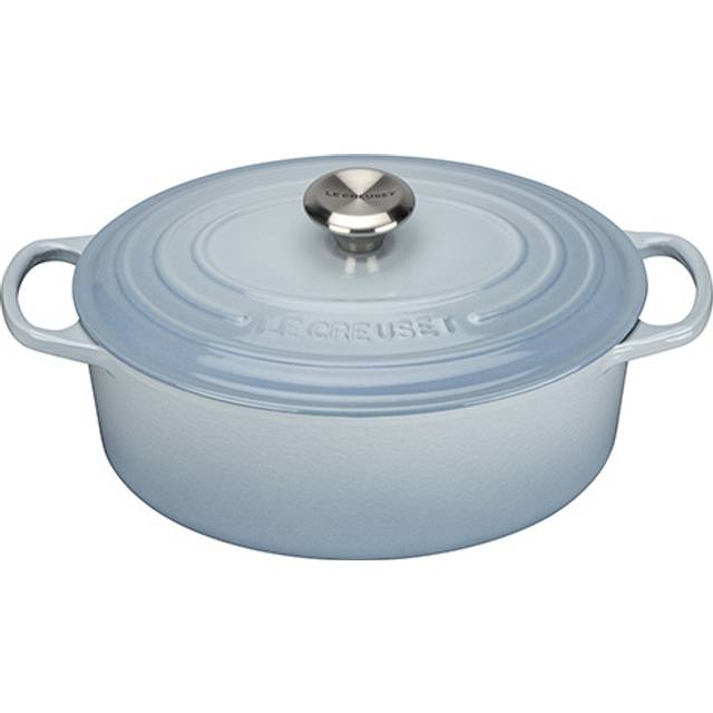 Le Creuset Signatur gjutjärnsgryta med lock, Ø 29 cm, oval, lämplig för alla typer av spisar och induktion, volym: 4,7 l, 4,675 kg, havsblå