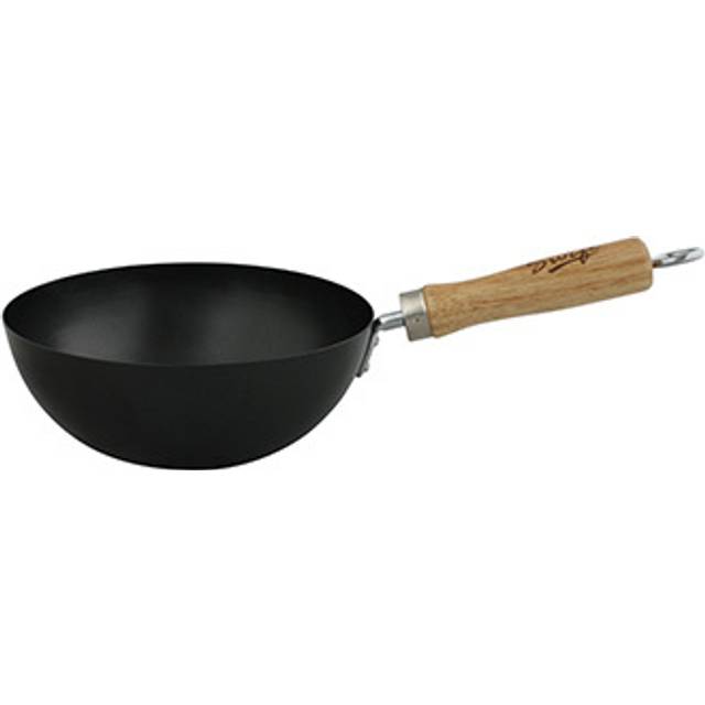 Swift 20 cm Standard Gauge Non-Stick Carbon Steel Wok with Wood Handle